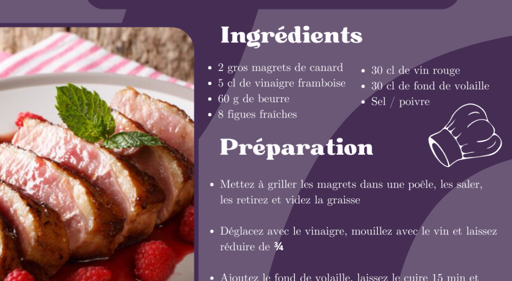 Recette LMDC magret framboise