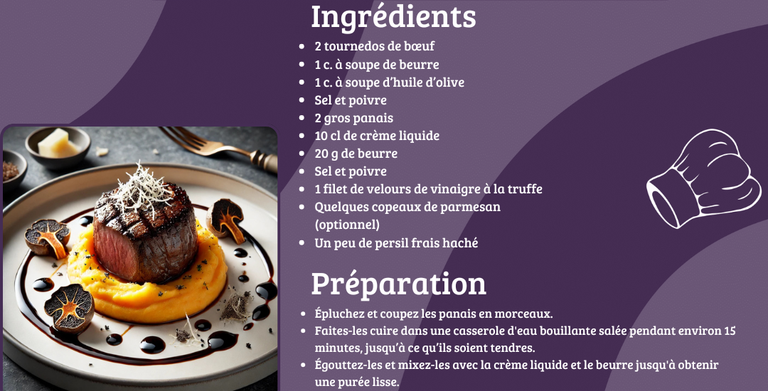 tournedos boeuf purée de panais vl truffe
